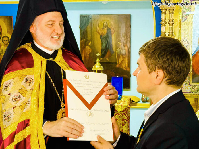 Archbishop Elpidophoros Awards the Highest Honor of the Archdiocese to Ivan Bely, Founder of the “Life-Giving Spring” Church