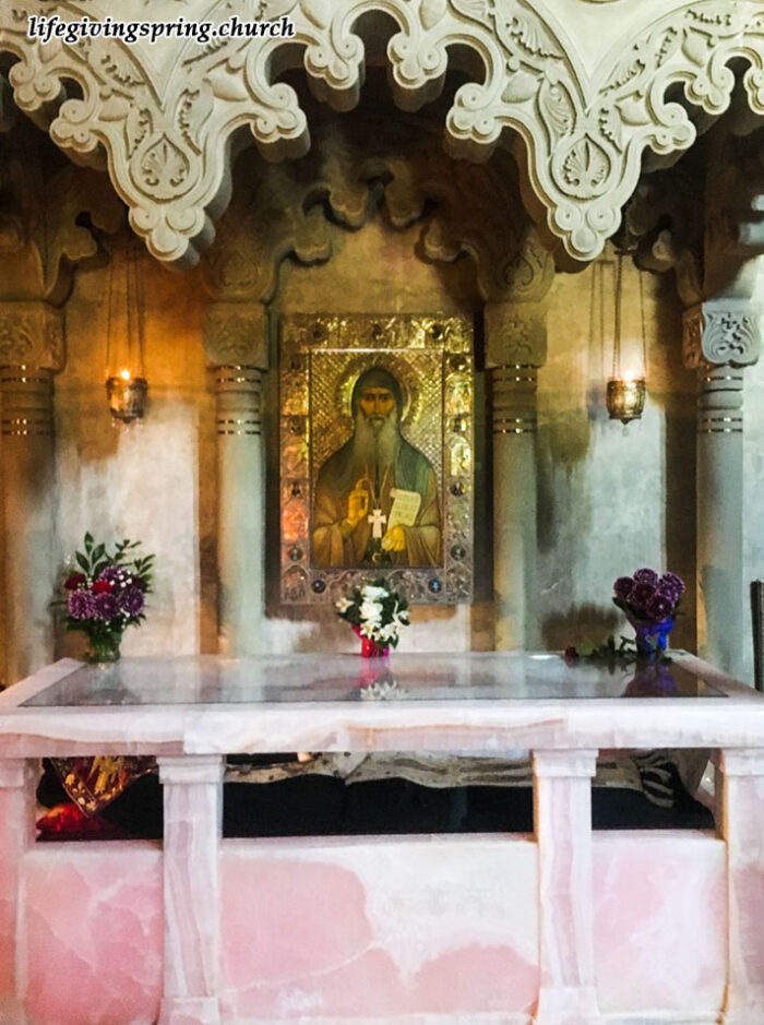 The relics of Venerable Gabriel (Urgebadze) at the Samtavro Monastery